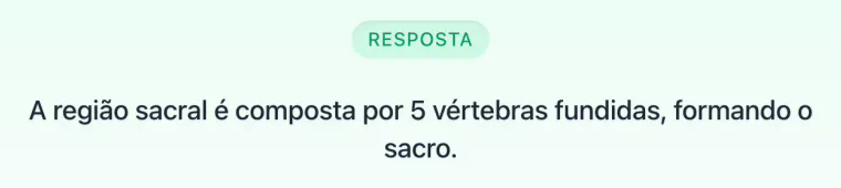 Flashcard do ArchiMeds exibindo a resposta sobre a região sacral.
